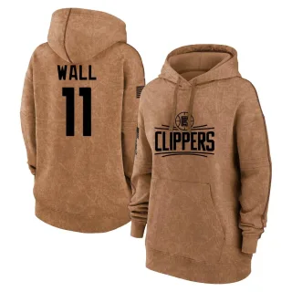 Women's Los Angeles Clippers John Wall Brown 2023 Salute to Service Pullover Hoodie