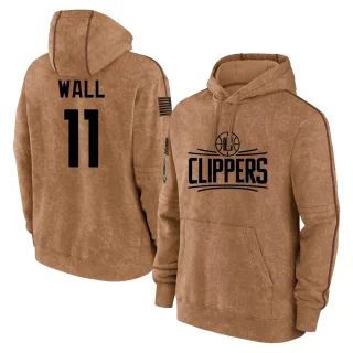 Youth Los Angeles Clippers John Wall Brown 2023 Salute to Service Club Pullover Hoodie